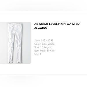 AE NE(X)T LEVEL HIGH-WAISTED
JEGGING white 18 NWOT